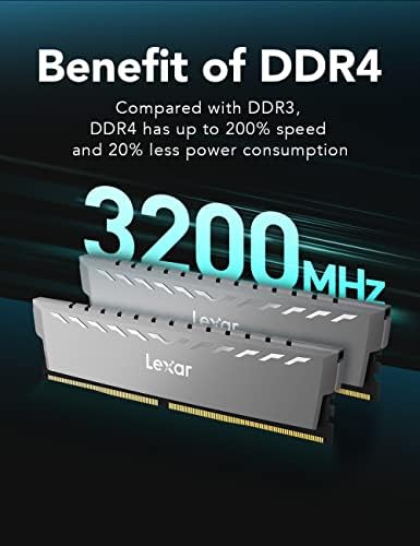 Lexar Thor 16gb DDR4 DRAM 3200MHz CL16 1.35 V XMP UDIMM Десктоп Меморија Комплет, 288-Пински Со Голема Брзина DDR4 Перформанси Компјутерска