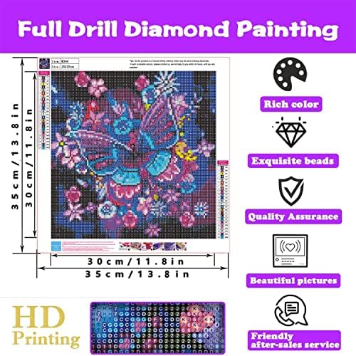 Yonmlenm пеперутка дијамантски комплети за сликање за почетници за возрасни, DIY 5D Butterfly Diamond Art Kits, Gem Art за