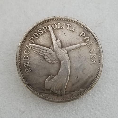 Антички Занаети Полска 1932 Месинг Сребро Позлатени Стариот Сребрен Долар Сребро Круг Надворешна Трговија 2477