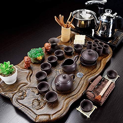 Сет за чај, чај сад кунгфу чај постави дрвени обработки чај сет домаќинство Едноставен автоматски чајник, церемонија на чај, чаша