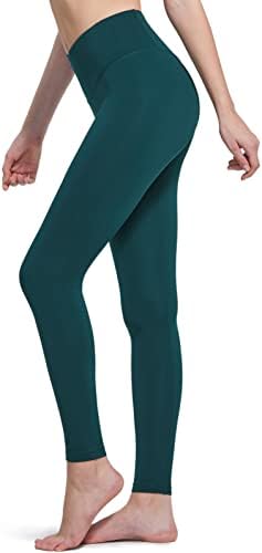 Controlенски панталони за јога панталони за женски стомаци со високи половини и трчање на јога хеланки со удобни џебови за вежбање