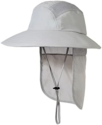 Лемогино сонце капа upf 50+ капа за заштита од сонце Широк риболов капа со капаче на вратот - светло сива