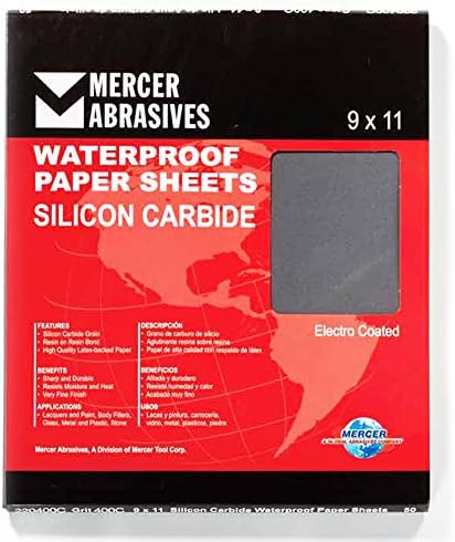 Mercer Industries 220320a - 9 x 11 Силикон карбид водоотпорни хартиени чаршафи, Grit 320A