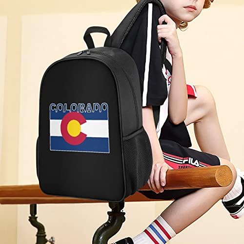 Државно знаме на Колорадо, унисекс ранец, лесен дневен пакет, модна торба за рамо со џебови со шише со вода