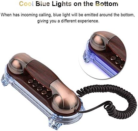 Ретро -антички фиксни телефонски телефон со сино осветлување - Ергономски дизајн на кружни копчиња - двојно поставување, дното на нелизгање
