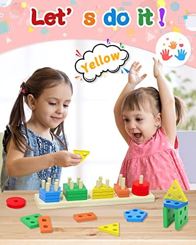 Јетонамр Монтесори Играчки за 1 2 3 Години Момчиња Девојки, Дрвени Сортирање &засилувач; Редење Играчки За Мали Деца И Деца