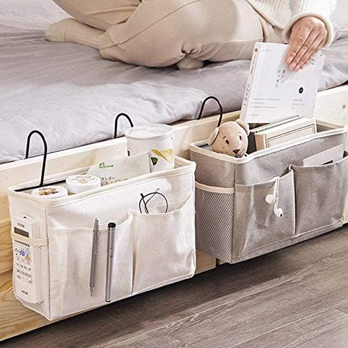 Организатор за кревет во кревет Rokam 2 виси со метални куки, џеб за чување кревет за кревет за складирање во кревет во кревет за