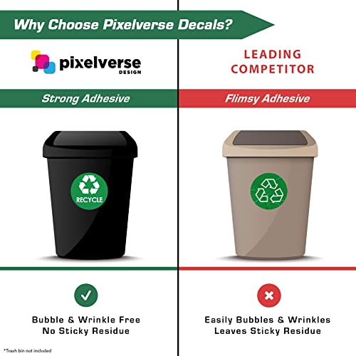 Pixelverves Design Recycle Recyple Trash Trash Can Decal - 6 Голем винил за рециклирање - 4 пакет