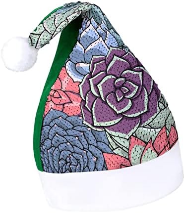 Xkawpc Сочни Растенија Уметнички Светки Божиќна Капа DIY Дизајн На Капа На Дедо Мраз Црвено Зелено