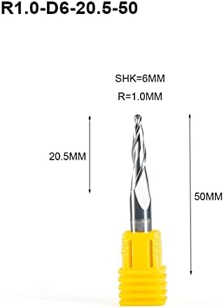 Површина Мелење Машина 5pc R0. 25 R0. 75 R1 D6 20.5 50L 2F Цврст Карбид Топката Носот Конус Крај Мелница Машина Главата Цпу Мелење Машина