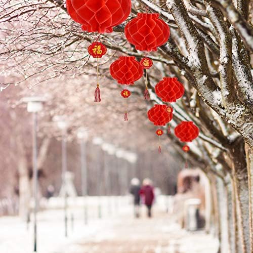 30 пакувања 8 инчи кинески фенери за црвена хартија за 2023 година Кинеска нова година, пролетни фестивалски украси за да се избркаат лоша среќа