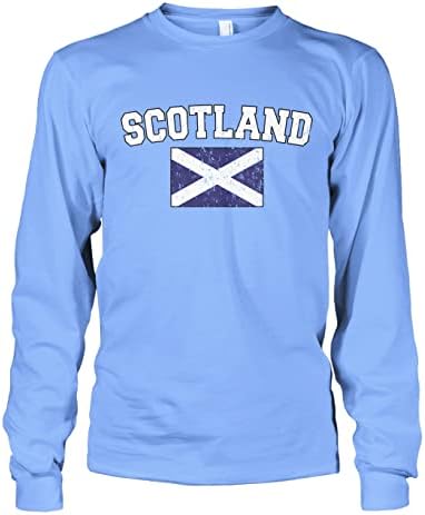 Кибертела Машко Избледено Потресено Шкотско Шкотско Знаме Маица Со Долги Ракави