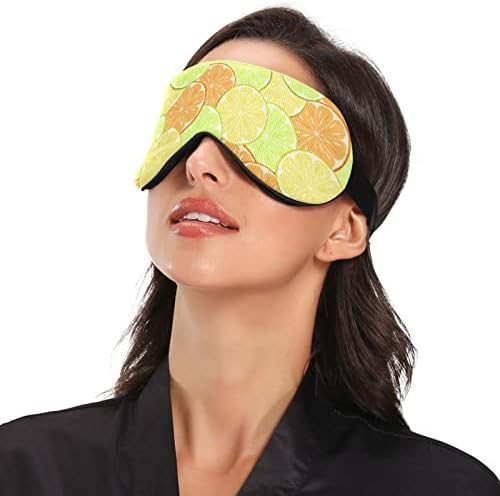 Маска за спиење за спиење сочна лимон парче шарена ноќна сенка на очите покритие мека удобност заслепена блокада за прилагодување на светлината