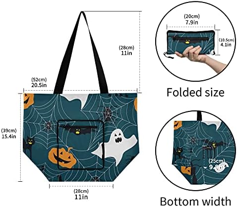 Ноќта на вештерките Зомби лилјак пајак пајажина од пајажина, преклопена торба за рамо, торба за повторно употреба