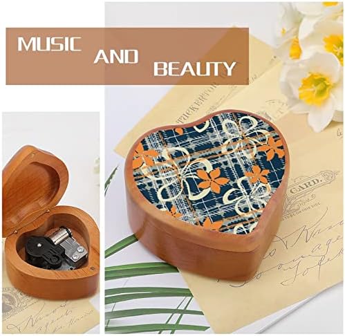 Портокалова хидрангеа гроздобер дрвена часовна музичка кутија музичка кутија во форма на срцеви подароци за пријатели на семејство lубовници