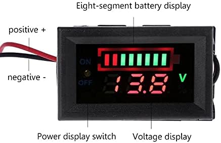 KXDFDC 12V CAR -олово на олово кисела батерија Индикатор за капацитет на волтметар напојување со прекинувач со прекинувач