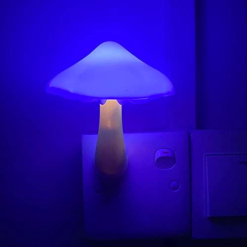 [2 пакет] utlk LED LED печурка ноќна светло светло со сензор за самракот до зори, приклучете го LED кревет симпатична печурка ноќна светлина ноќна