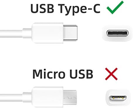 Кабел Елик УСБ Тип Ц 3А Брзо полнење USB-C на USB-A машки кабел 3.6ft Бело компатибилен со Google Pixel, Samsung Galaxy S10/S9/S9+/S8/S8+/Note