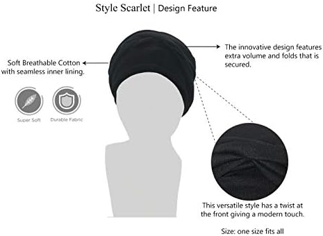 Органска глава на Хемо Хемо - Скарлет турбан капа | Облека за рак за жени за жени | Капчиња и прекривки на алопеција | 95% памук