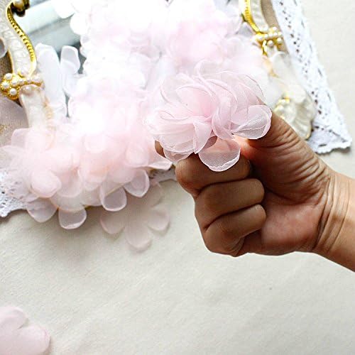 Убава по дизајн 2 розова lубовна органза цветна апликација детска фустан за шиење капа за венчавки за венчавки од 30 парчиња