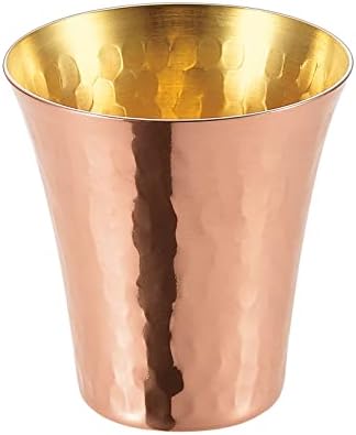 Занаети Јамашита 121100014 Бакарна чаша, чист бакар, ладно чаша внатрешно злато, сет од 2