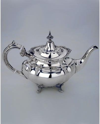 Античка услуга од сребрен чај со голема послужавник