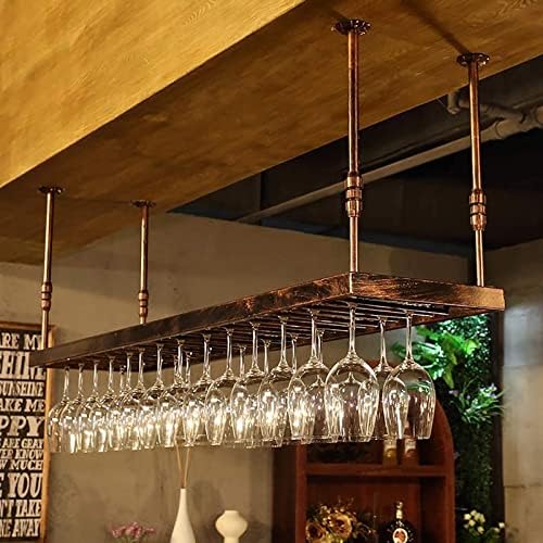 Kepmogoh тавански стаклен решетка за вино, држач за метална чаша за вино, прилагодлив за висина за висина за висина, држач за вино за