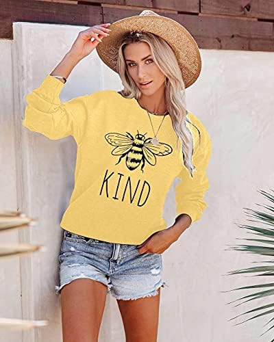 Маици од пчела, да бидат kindубезни џемпери жени смешни инспиративни лесни блузи наставници кошули со долг ракав благословен пуловер