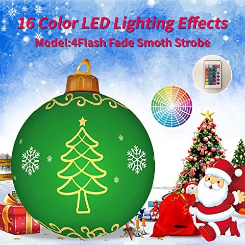 Божиќна топка, Fiuottu осветли ПВЦ на отворено Божиќ украсена топка со полнење 16 LED светло и далечински управувач за украси на отворено