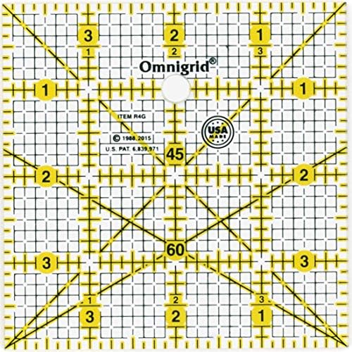 Омниград 4-инчен квадратна решетка, чиста владетели за ватирање на шиење, 4 x 4