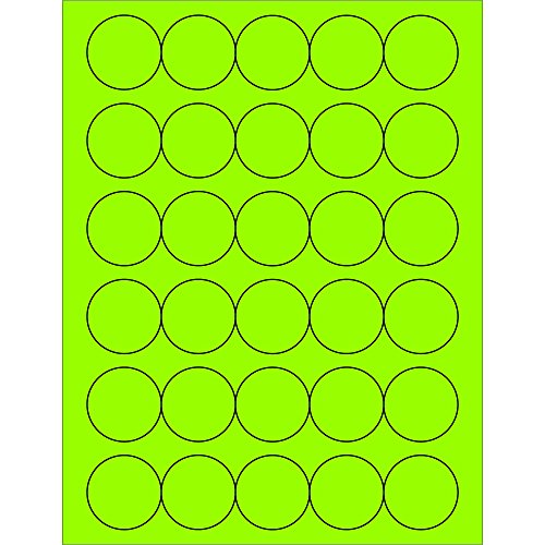 Логика на лента со авиидити 1 1/2 флуоресцентни етикети со зелен круг, за печатачи со ласер и инк -џет, трајно лепило, лист 8 1/2 x