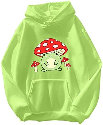 DSFVUS Graphic Crewneck Sweatshirt Womens Cute Cute Frog Sweatshirt Kawaii Mushroom Hoodie Halkeeen Sumsshirts For Women