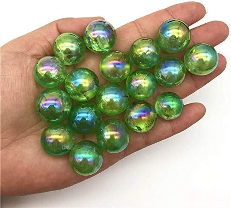 HEEQING AE216 1PC 16-19mm Зелена титаниум аура Електропласирачки кварц Кристал Сфера топки заздравување на природни камења и минерали кристал