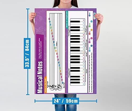 МУЗИЧКИ БЕЛЕШКИ НА ДЕНДЕР ОБРАЗОВАНИЕ | Музички постери | Сјајска хартија со мерење 33 ”x 23,5” | Музички графикони за училницата