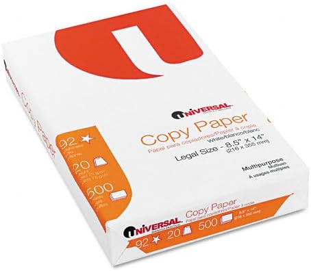 Универзална хартија за копирање, 92 осветленост, 20lb, 8-1/2 x 14, бели, 5000 листови/картон