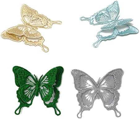 Honbay 13pcs чипка пеперутка извезена закрпи двојни слоеви пеперутка шиење на закрпи инсекти Апликации за облека за облека за облекување завеса