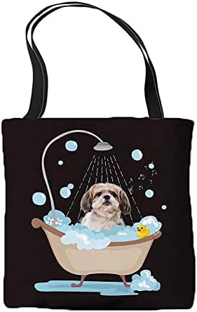 Bageyou shih tzu tote торба куче се истушира ​​со патка за намирници за намирници на намирници, платно за причинско работење
