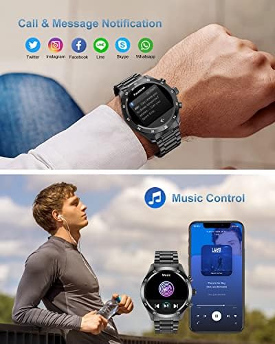 Lige Smart Watch for Man, Fitness Tracker 1.32 HD екран на екранот Bluetooth повик часовник со монитор за спиење на отчукувањата, IP68 водоотпорен