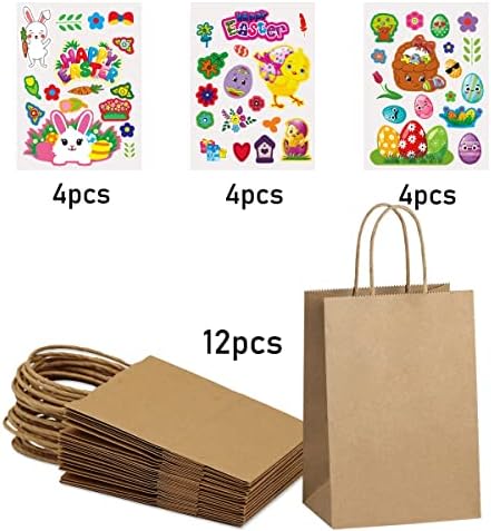 Фергрелм 12 парчиња Велигденски Крафт Торби За Подароци Со Рачки 12 Налепници ЗА САМОСТОЈНИ Листови Велигден Добрите Торби За Бонбони За Велигденска Забава За Деца ?