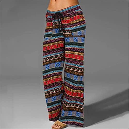 Miashui женски панталони Обични ретро ретро мода лабава печатени панталони обични спортови дами женски обични панталони