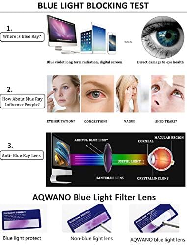 Aqwano компјутерски читачи за читање сини светло блокирање -4 пакети со тркалезни рамки Анти -сини зраци ги намалуваат читателите на очила