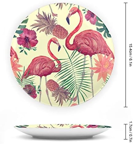 Акварел Фламинго остава керамичка декоративна чинија со приказ, виси прилагодена годишнина од свадбата празнични подароци за родители на двојки, нејзиниот сопруг