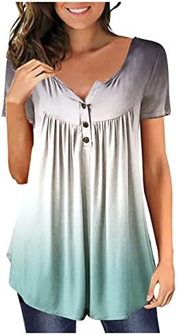 Akollsppnsy женска блуза 2023 година копче за кратки ракави со јака маица врзана за работна облека за време на жените за жени случајни елегантни