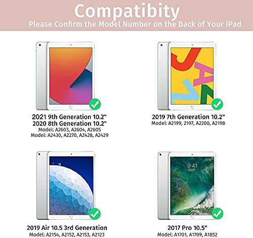Fuwang NEW IPAD 9-та генерација тастатура кутија 10.2 2021/2020/（7-ми генерал） 2019,7 бои на тастатурата за тастатура за тастатура за iPad 10.2/iPad