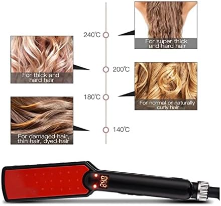 Vogue зацрвнувач на косата ， професионален керамички стилизирање на косата железо Брзо греење рамна железо широка плоча LCD дигитален дизајн на пори на воздухот.