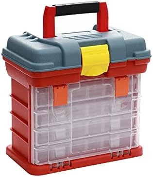 Организатор за складирање на среќа со среќа, мултифункционално 4 слоја пластична кутија голема риболов кутија делови за складирање