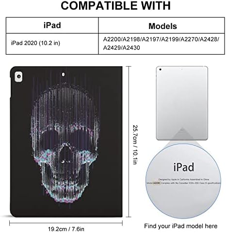 Случај со 9 -та генерација на iPad, случај на iPad Air 5 -та генерација, Cool Skull Print Ipad Pro 11 Inch Ipad Case 10.2 Case 10.9 Case со
