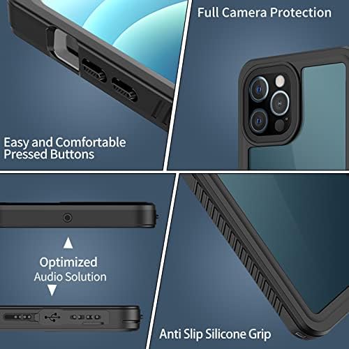MixMart Водоотпорен Случај за iPhone 12 Pro Вграден Заштитник На Екранот Целосна Заштита На Boby Против Гребење Отпорен На Удари ОТПОРЕН