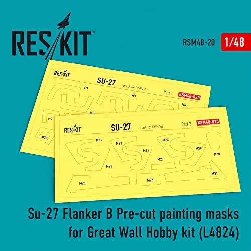 Reskit RSM48-0020-1/48 SU-27 Flanker B маски за пред-исечено сликарство одлично wallидно хоби