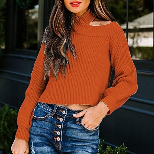 Womenените секси од рамото чиста боја култивираат еден морал плетејќи џемпер пулвер плетен густ џемпер